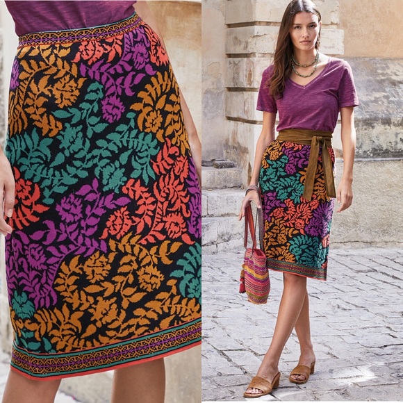 Peruvian Connection Dresses & Skirts - Peruvian Connection Anastasia Colorfully Ribbedmidi cotton knit A-line  Size M